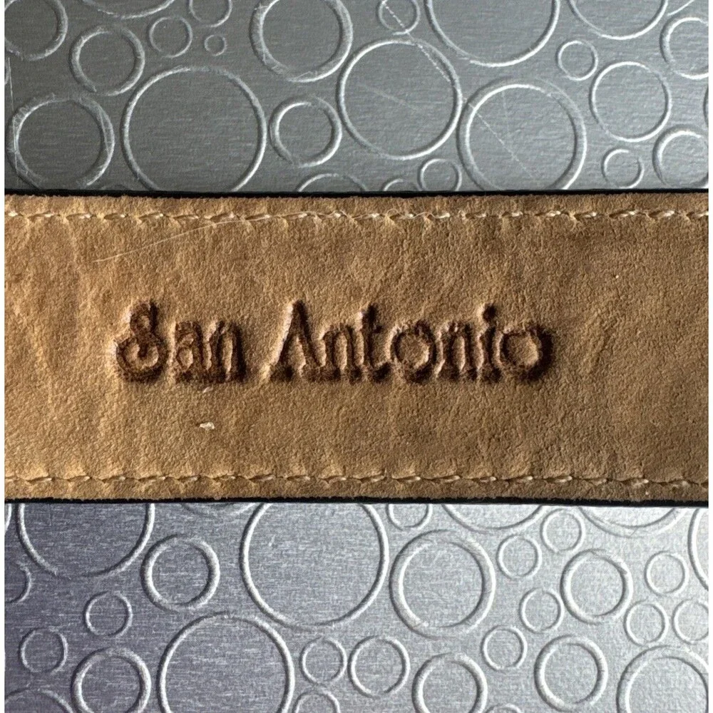 VTG ‘98 Barse San Antonio Black Croc Leather Belt L Silver Ranger Buckle 3pc Set